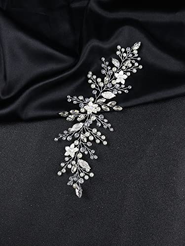 Brihasory Gümüş Çiçekler Rhinestone Kafa El Yapımı Düğün saç aksesuarları için Gelinler Tiaras Saç Taşlar için 90