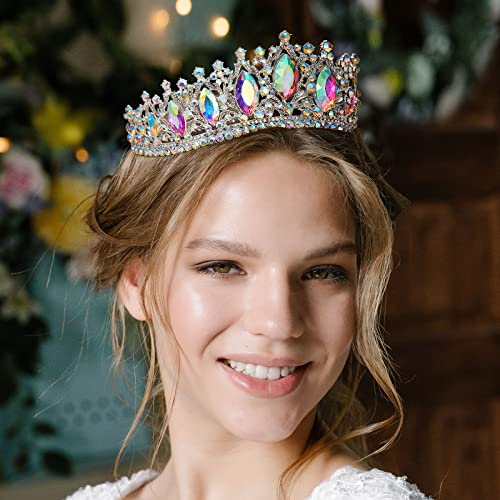 AW GELİN Düğün Taç Kadınlar için Renkli Rhinestone Gelin Taç Prenses Tiara Kızlar için Doğum Günü Taç Düğün Tiara