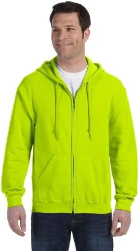 Gıldan Klasik Fit Yetişkin Tam Zip Kapüşonlu Sweatshirt, Emniyet Yeşil, XXX-Büyük