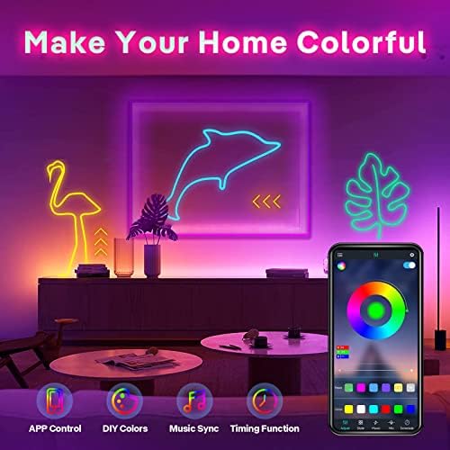 SANBEN 16.4 ft LED Neon ışık şeridi, App Uzaktan kumandalı 5m Neon halat ışıkları, RGB LED Neon esnek renkli şerit
