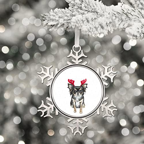 Merry Christmas Köpek Süsü, Boynuzlu Köpek Metal Noel Ağacı Süsleri 3 inç, Boynuzlu Evcil Hayvan Hatıra, Noel Ağacı
