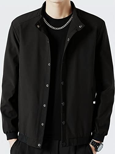 OSHHO Ceketler Kadın-Erkek Snap Düğmesi Ceket (Renk: Siyah, Boyut: X-Large)
