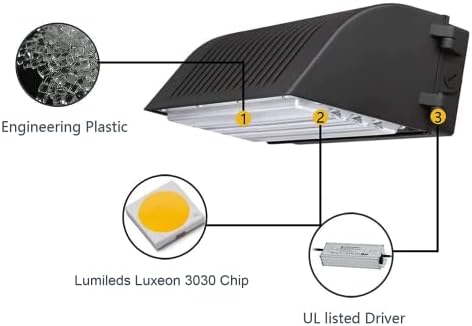 Sokply tam kesme LED duvar paketi ışık 45 W(300 W Eqv.), 5000K 120-277V tam kesme sel ışık kısılabilir, IP65 UL listelenen