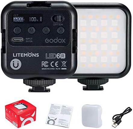 Godox LİTEMONS LED6R RGB LED Video ışığı, Şarj edilebilir LED Kamera ışığı, HSI Ayarlanabilir 36000 Renk, CCT Bicolor