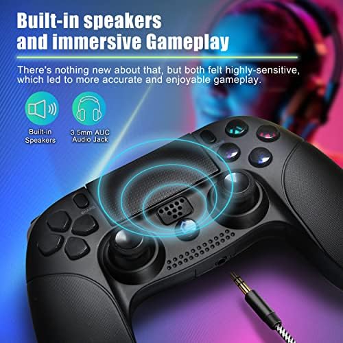 Kablosuz Denetleyici, PS4/Slim/Pro için Klasik Siyah Oyun Denetleyicisi, Çift Titreşimli Oyun Joystick/Analog Çubuklar