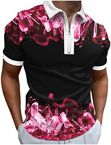 2023 Yeni Erkek Yaz Dijital 3D Baskı Moda Posteri Tatil Plaj Yaka Fermuar Kısa Kollu Gömlek T Shirt