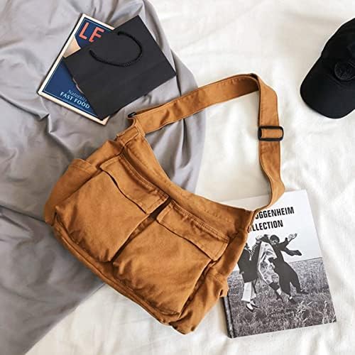 GAXOS Estetik Sevimli askılı çanta Okul için Vintage Siyah Tuval Kadınlar için Crossbody Omuz laptop çantası