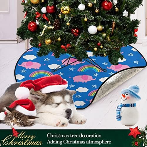 vısesunny Noel Ağacı Mat Pembe Fil ile Gökkuşağı Bulut ve Yıldız Ağacı Standı Mat Zemin Koruyucu Emici Ağacı Standı