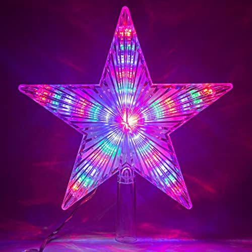 Noel ağacı Topper yıldız, 30 LED ışıkları ile 8.7 inç renk değiştiren ışık noel ağacı ev dekorasyonu için harika,