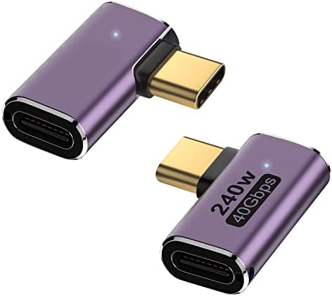 AreMe 240W USB C 180 Derece Adaptör( 2 Paket), U Şekli Tip C Erkek Dişi 40Gbps Konektörü Thunderbolt, Anahtar, MacBook,