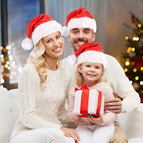 4 adet Yumuşak Peluş Santa şapka kap|Noel tatil şapka|Noel şapka|Noel Baba Kap, Noel Yeni Yıl şenlikli tatil parti