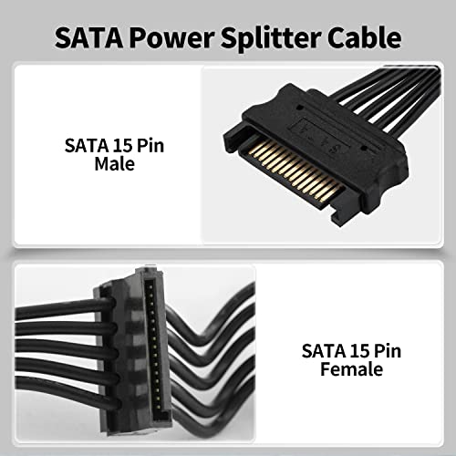 Ullnosoo SATA Güç Splitter Bağlayıcı, 2 Paket 15 Pin SATA 4 SATA Güç Splitter Kablosu için Geçerlidir HDD / SSD /
