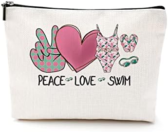 DJHUNG Barış Aşk Yüzmek Makyaj Çantası Komik Yüzme Hediye Seyahat Kılıfı Yüzücü Spor Severler için Onun Kadın Genç