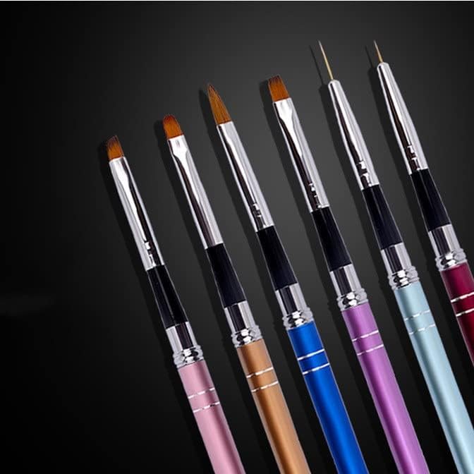 LYSLDH 6 Adet Metal Manikür Fırça Seti Farklı Jel Tırnak Fırçaları Oyma Çizim Hattı Kalem