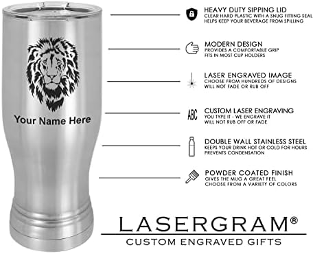 LaserGram 14 oz Vakum Yalıtımlı Pilsner Kupa, Denizatı, Kişiselleştirilmiş Gravür Dahil (Paslanmaz Çelik)