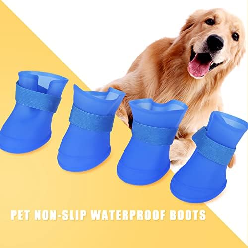 plplaaobo Pet Su geçirmez botlar, 4 adet Köpek Anti Kayma Ayakkabı, Silikon Pet Köpek Ayakkabı Sevimli su geçirmez