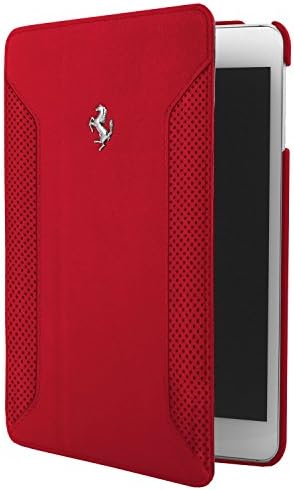 Kabartmalı Logo ile Ferrari iPad Mini 2 F12 Deri Booktype Tablet Flip case-Kırmızı