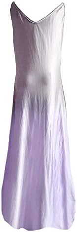 HCJKDU Maxi Elbiseler Kadınlar için Spagetti Kayışı Kolsuz V Boyun Gevşek Casual Sundress Yaz Tatili Plaj uzun elbise