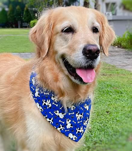RuffCo Mavi Trendy Günlük Pet Moda Doggie Terrier Plastik Snap Düğmesi ile Tasarım Bandana-1 ADET Yıkanabilir Bandana