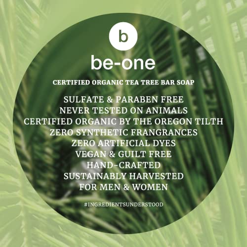 Sertifikalı Organik Çay Ağacı Sabunu Be-One-2-Pack - 3.75 oz Barlar-Vegan-Paraben ve Sülfat İçermez-Hassas Ciltler-Çay