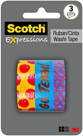 Scotch İfadeler Washi Bant, 3 Rulo, Çeşitli Boyutlarda, Dekorasyon ve El Sanatları için Harika (C1017-3-P12)