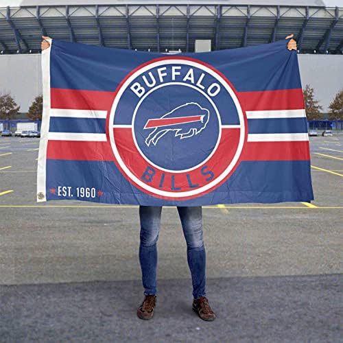 Buffalo Bills Yama Düğmesi Daire Logosu Bayrağı Büyük 3x5 Afiş