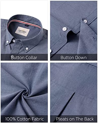 J. Ver erkek Oxford Gömlek Uzun Kollu Pamuklu Casual Düğme Aşağı Gömlek Düz Elbise cepli gömlek